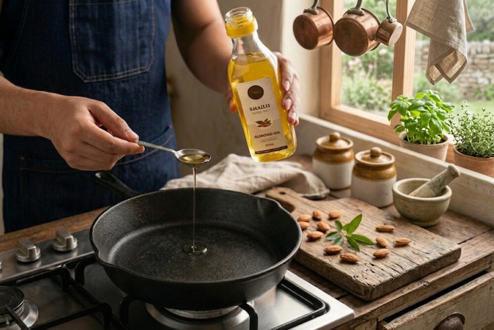 Light cooking use with almond oil